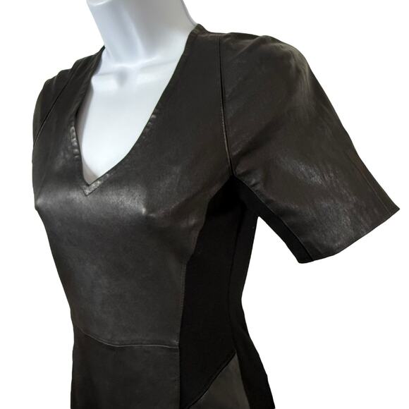 Theory Dress Womens 2 Black Lamb Leather Goth Dark Romantic Contemporary - Picture 5 of 11